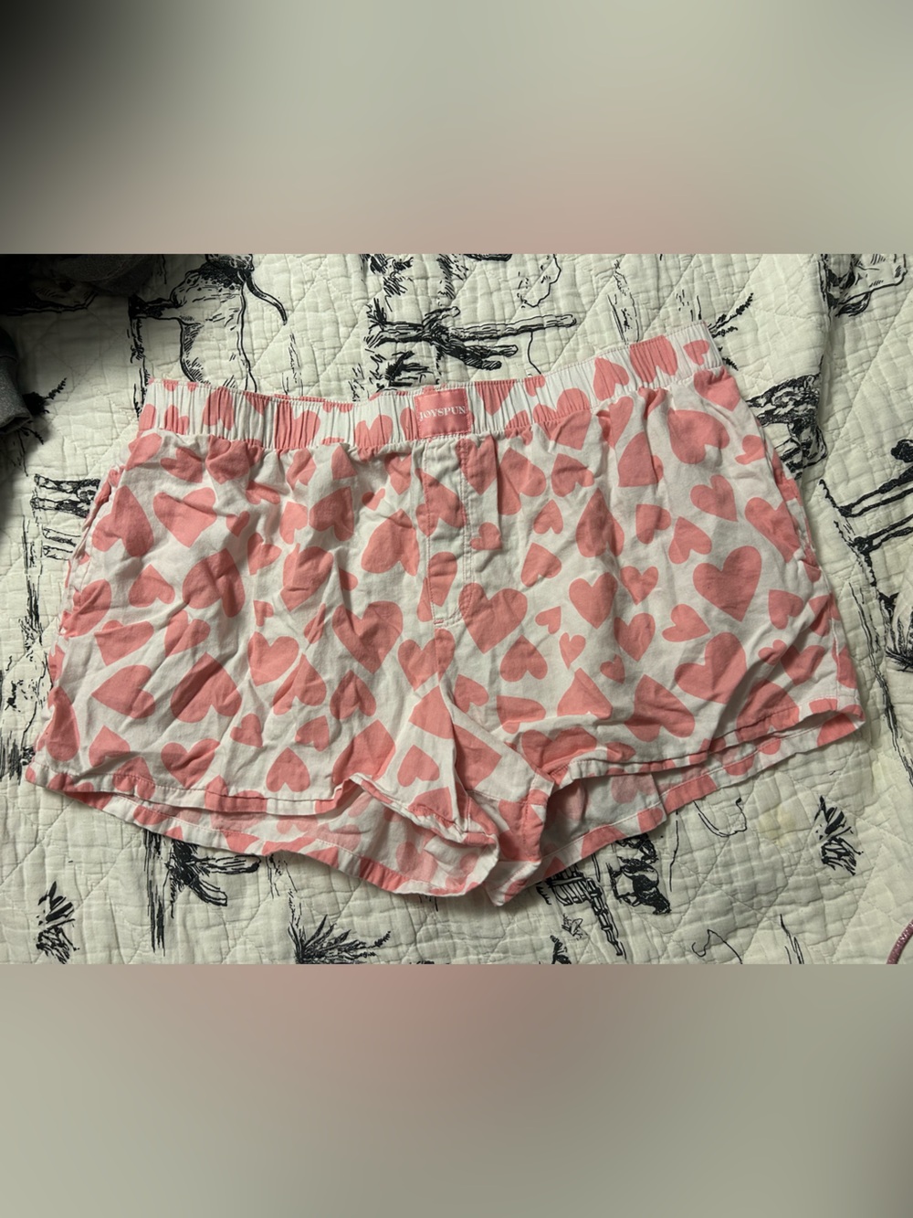 Cotton Heart-Print Sleep Shorts - Pink